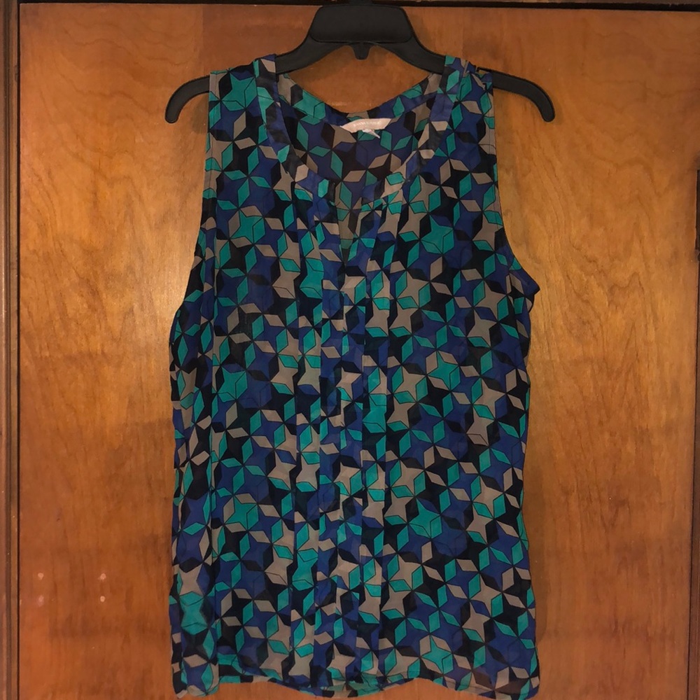 Sheer Geometric Print Blouse